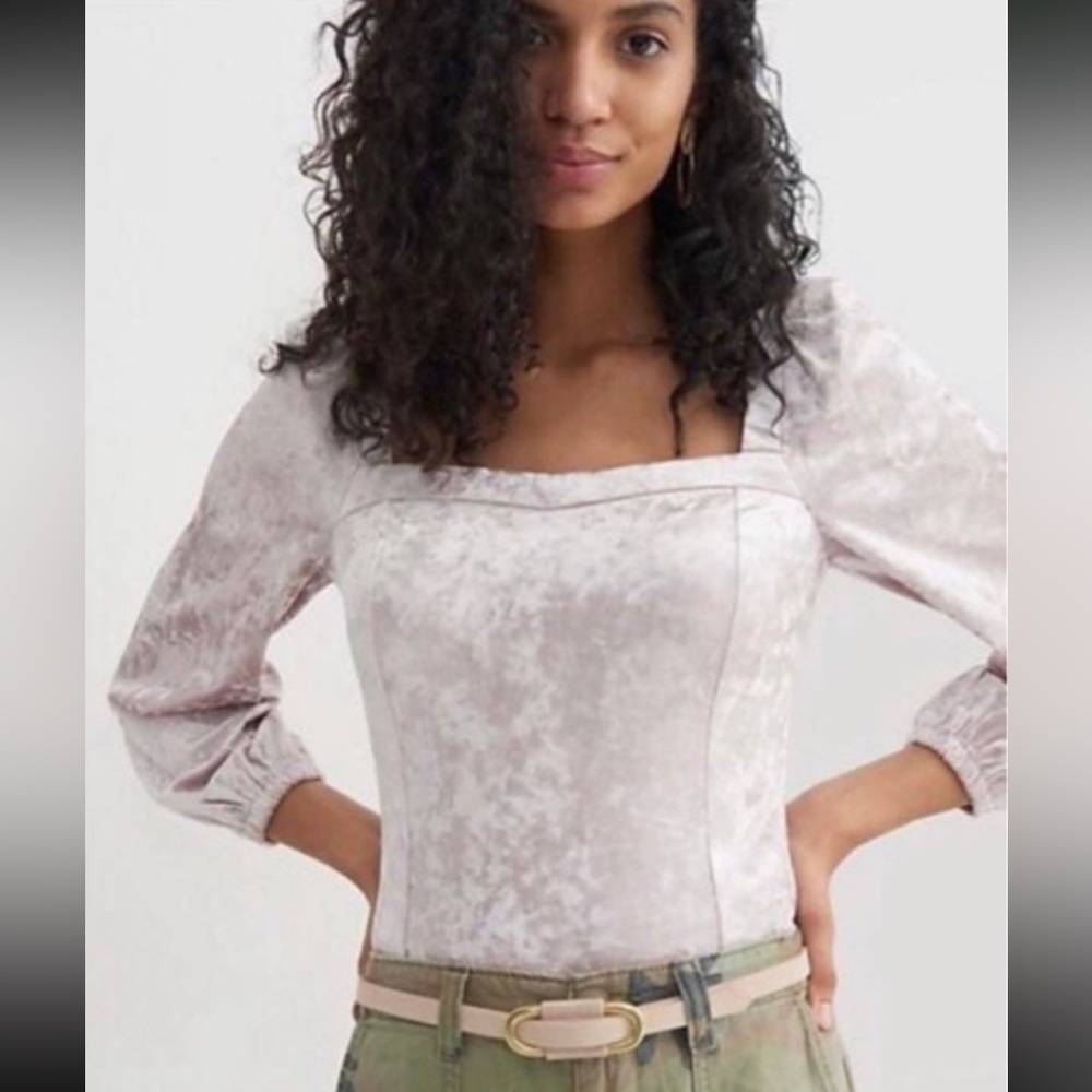 Anthropologie creamy soft lightweight crushed velvet top.